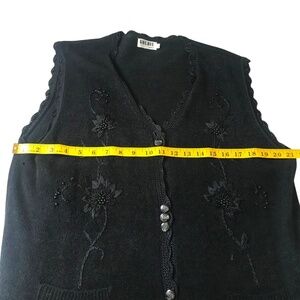 Goldie Black Embroidered Button-Front Vest | Vintage Floral